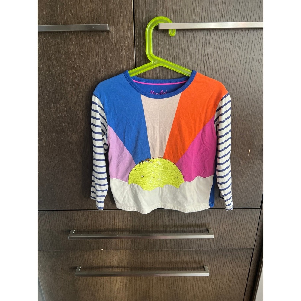 Mini Boden‎ sequin sun long sleeve girls shirt 4-5